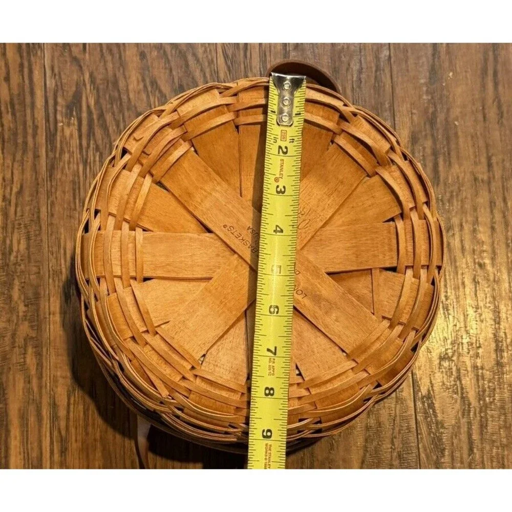 Longaberger Basket 1999 Red Green Woven Green Striped Liner Plastic Protector